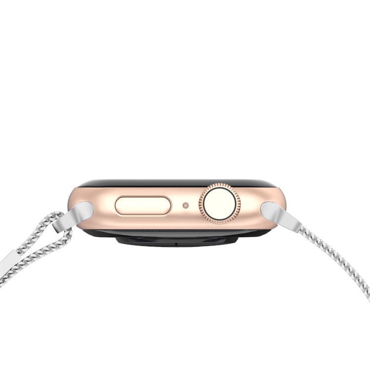 Stainless Steel Link Woven Mesh Infinite Loop Band - The Melbourne in Stainless Steel - Compatible with Apple Watch Size 38mm to 41mm